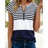 Women's Polo Shirt with Fashionable Zipper and Geometric Design, Suitable for Daily Casual Wear