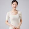 Women's U-neck Merino Wool Sweater - Short Sleeve Pullover, Autumn/Winter Knitwear.