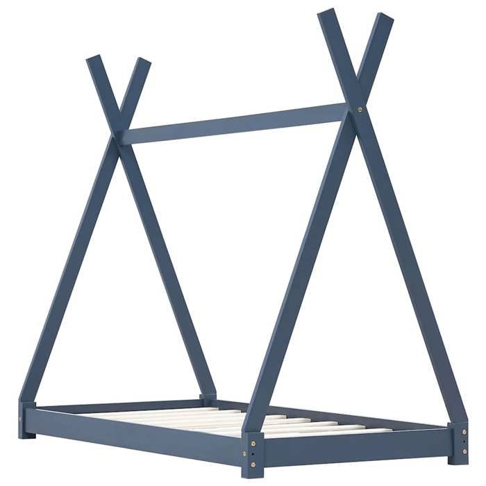 VidaXL Cadre de Lit d'enfant Lit Cabane d'enfant Structure de Lit pour Enfants Maison Chambre d'enfant Intérieur Gris 70x140 283361