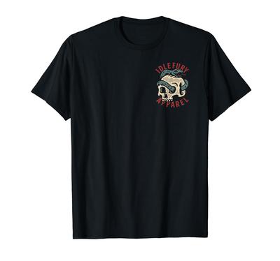 Siehe Rückendruck Idle Fury Schädel Schlange Vintage Klassisch Schädel Schlange Tattoo & T-Shirt