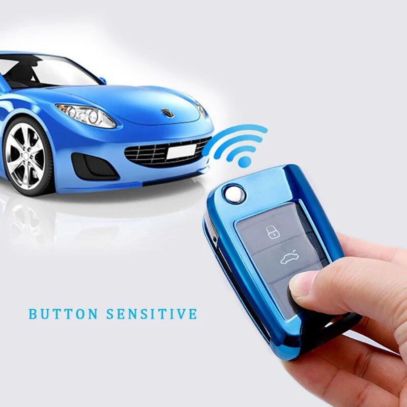 Soft TPU Car Key Case Cover Shell for Volkswagen VW Golf 7 MK7 Tiguan Passat for Skoda Octavia Kodiaq Karoq Key Protector