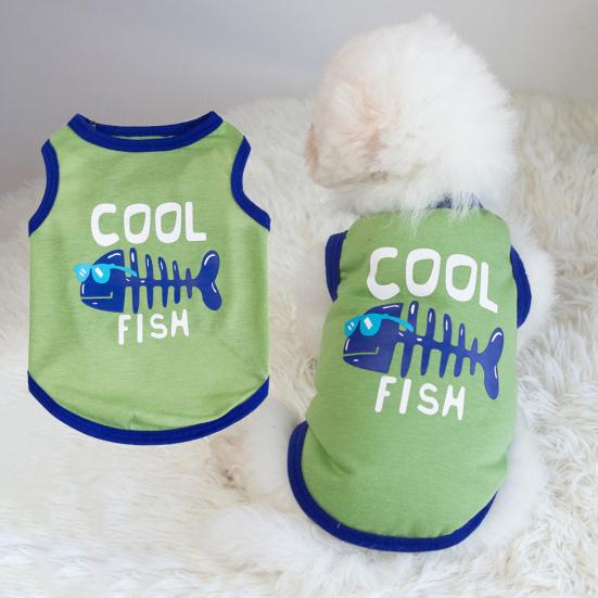 Yousheng Pet Vest Letter Printing Dog Summer Tank Top Summer Outdoor Sleeveless Round Neck Two-legged Pet Clothes for Small Dog