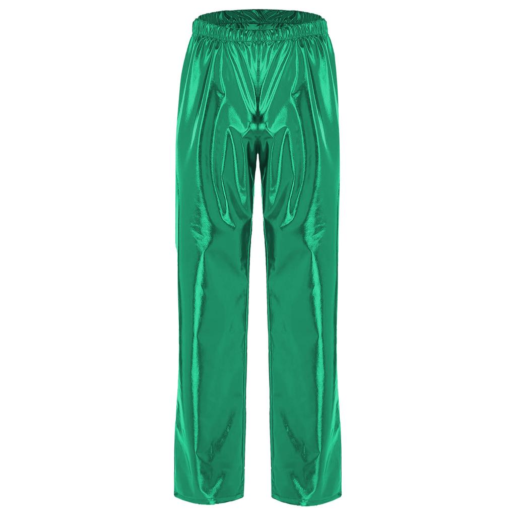 Herren Metallic Jazz Dance Hosen Elastischer Bund Design Halloween Mottoparty Bühnenauftritt Hosen