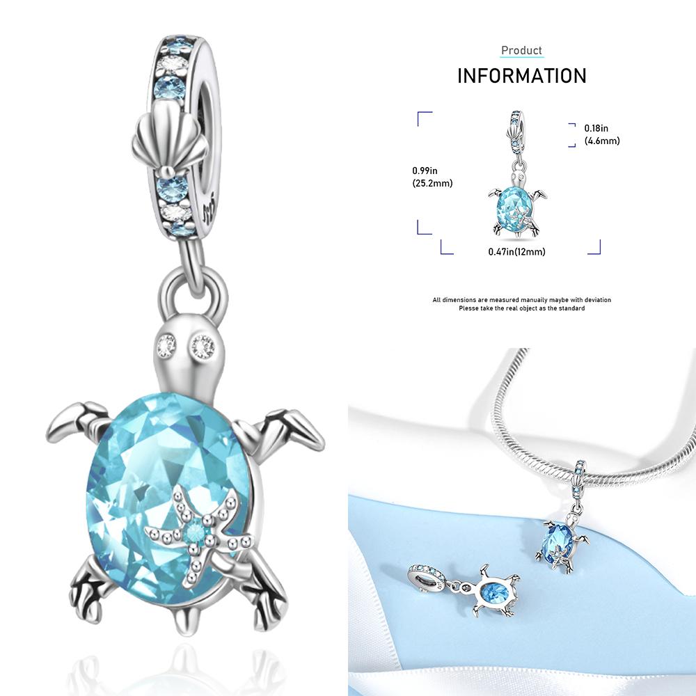 Zircon Heart Clip Charms Flower Clover Charm Copper Sea Turtle Beads Fit Diy Original Bracelet Jewelry