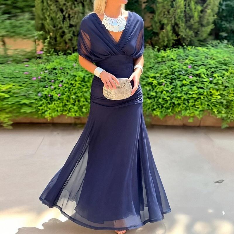 

European and American women s clothing, new spring models, French temperament printed off-the-shoulder waist pleated dress 3XL