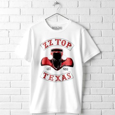 ZZ Top Eliminator Est Texas 1969 Men's T Shirt White Car Blues Guitar Style Rock