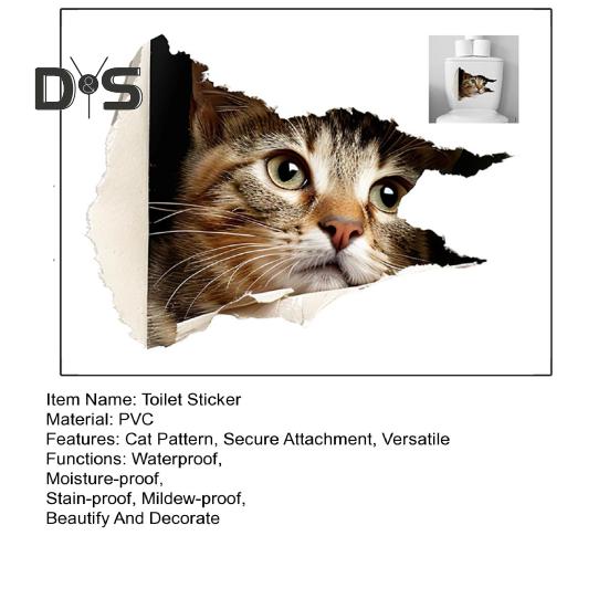 Toilet Sticker Tear-Resistant Waterproof PVC Decorative Water Tank Sticker Fading-resistant Bathroom Decal