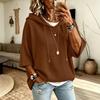 Autumn Plus Size Ribbed Batwing Sleeve Hooded Sweater for Women