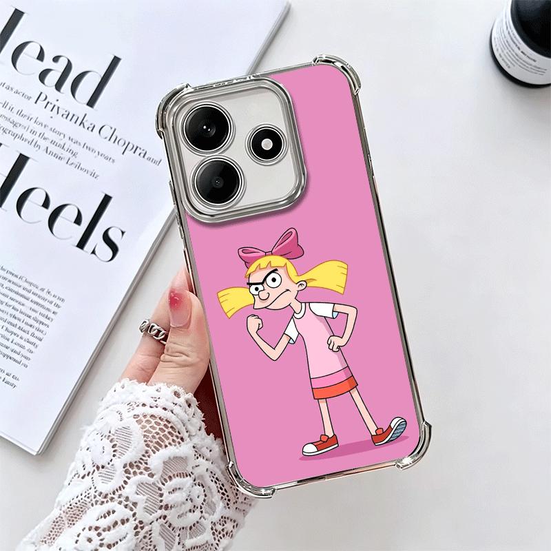 

Cartoon Hey Arnold Helga Plating Phone Case For Xiaomi Redmi Note 14 15 Pro Plus 13 12 11 11S 11T 10 9S 9 5G Anti-Fall Airabag C Redmi Note 15 Pro 4G