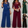 Office Jumpsuit Women Hollow Out Lace Summer Autumn Sexy See Through for
