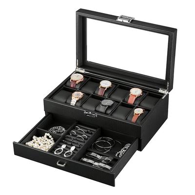 EUNOMIA Watch Storage Storage Accessory Luxury Watch Storage Collection PU Leather Carbon Case, 12-Watch Box, 2-Tier, Storage, Case, Case, (12-Watch,