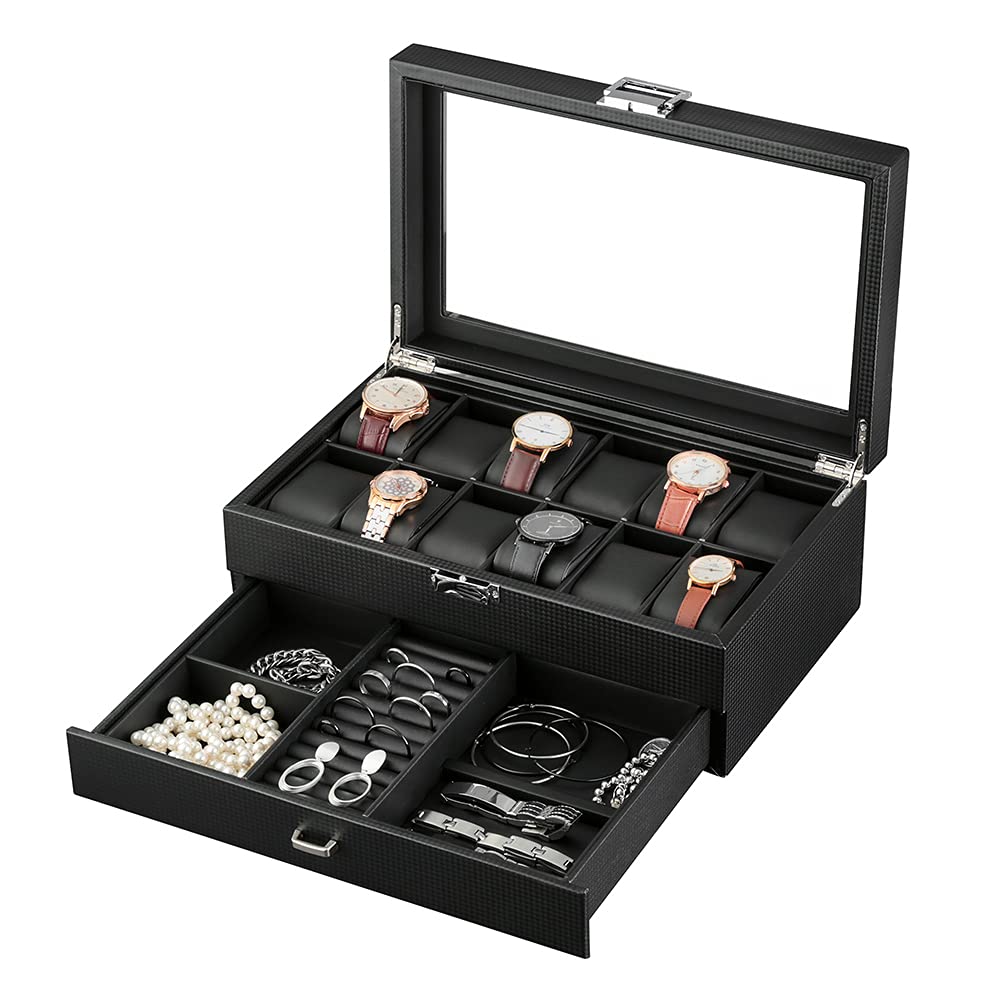 

EUNOMIA Хранение часов Аксессуар для хранения Роскошное хранение часов Коллекция Коробка для 12 часов, 2-ярусная, Хранение, Кейс, Кейс, (12-Часовой,