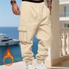 Men's Loose Fit Cargo Joggers - Thickened Warm Pants With Pockets,Casual Running Trousers