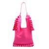 Korean Fashion Large Capacity Shoulder Bag Handbag Pleated Ruffle Trim Bright Solid Color Underarm Bag for Women