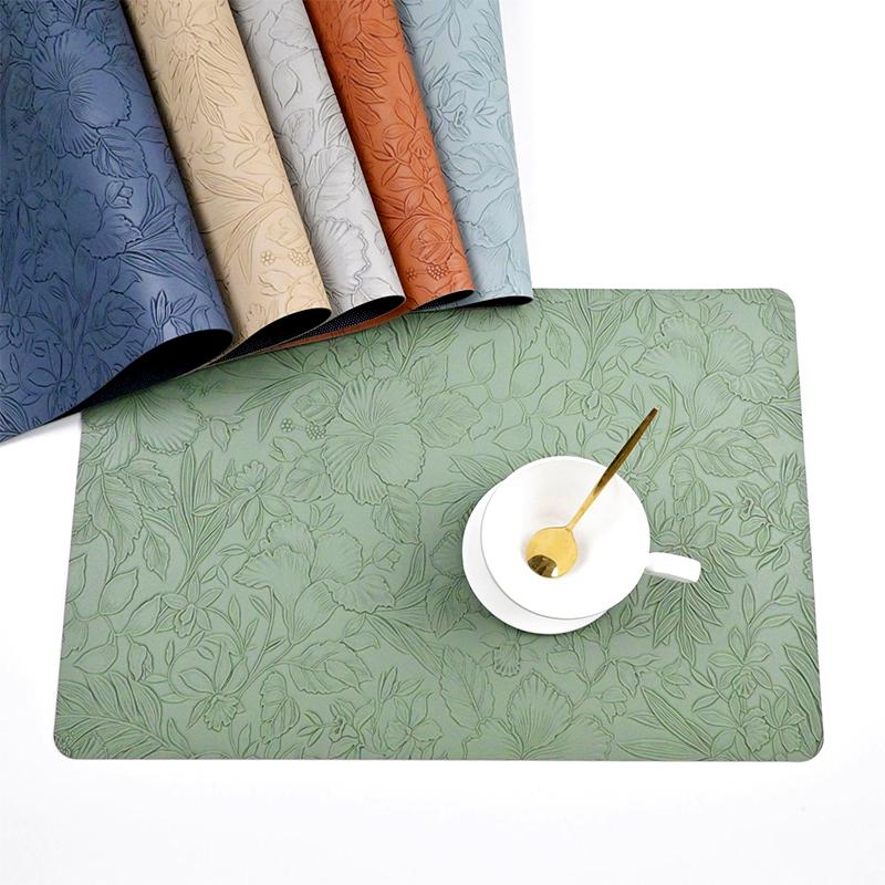 1 szt. Imitacja skóry Łatwa do czyszczenia Wzór kamelii Wodoodporna i trwała Dwustronna Lekko luksusowa Podkładka na stół Podkładki