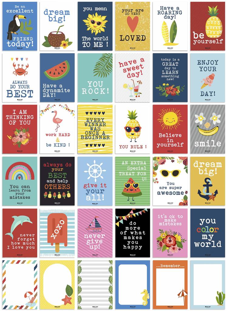 Inkdotpot Lunch Box Notes For Adults Teens, Motivation Inspiration Affirmation Cards, Pack of 36, Unique Assorted Designs (Mermaid