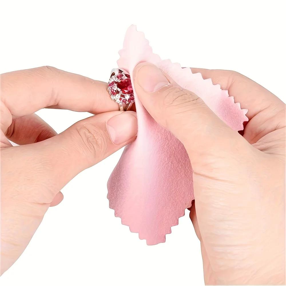 50PCS Pink Jewelry Polishing Cloth, Suitable for Gold, Silver, Mobile Phones, Glasses - Soft, Non Frosted Cleaning Cloth