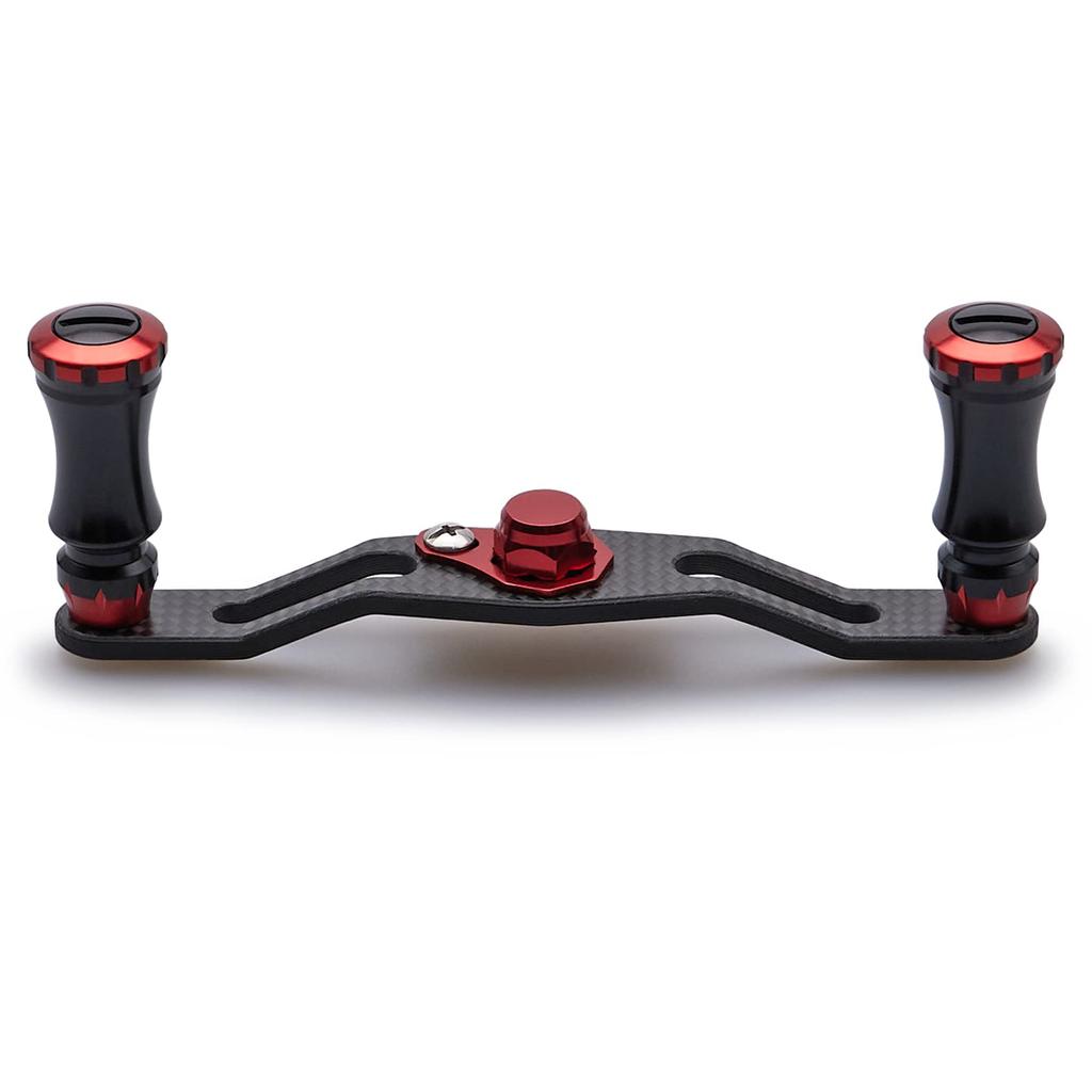 HEIGHTEN 95mm Reel Handle, 1.5K Carbon Cloth, for Shimano, Daiwa, and Abu Chess Series Baitcasting Reels (95mm, Black & Red) (212)