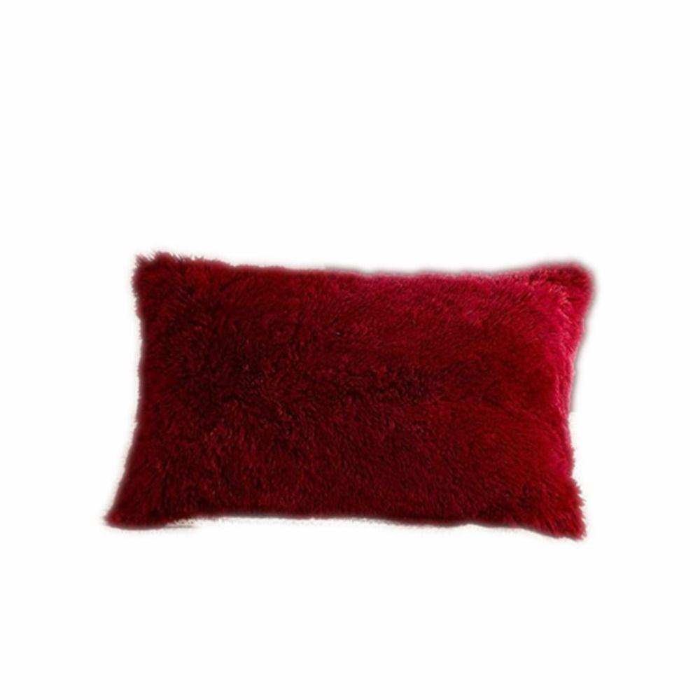 Fluffy Solid Color Sofa Living Room Home Pillow Case Cushion Cover Pillow Cover Throw Pillow темно-красного 970₽