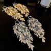 Korean Style Metal Sequin Earrings Zinc Zinc Alloy Gold Earrings Charm Long Tassel Dangle Earrings  Girl