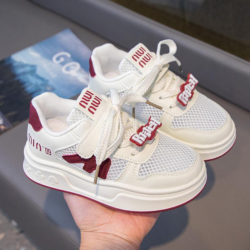 Girls' sports shoes 2025 spring and autumn new boys' mesh board shoes children's breathable casual shoes student white shoes tide