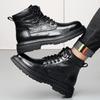 Men's Top Layer Cowhide Martin Boots – British Style, Plus Velvet Warm, Genuine Leather, High Top, Autumn/Winter.