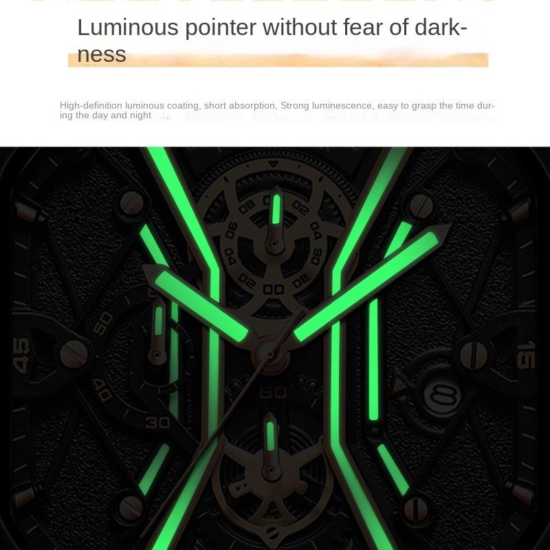 Top Brand New Multi-function Men's Watch Super Luminous Quartz Chronograph Hollow Watch