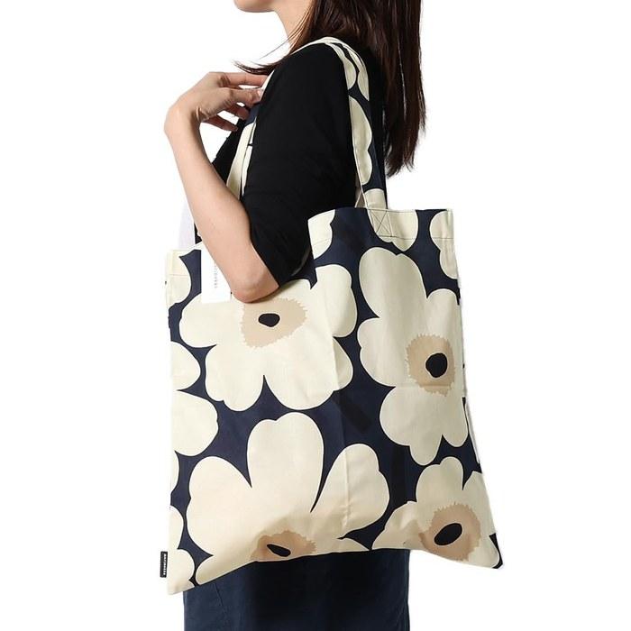 Marimekko Tote Bag Unikko 44x43cm Midnight Blue 74528 518