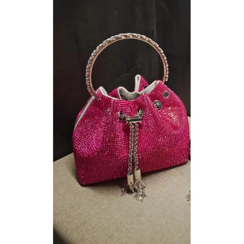 2026 Womens Crystal-Embellished Crossbody Bag Fringe Detail Small Square Shoulder No Top Handle
