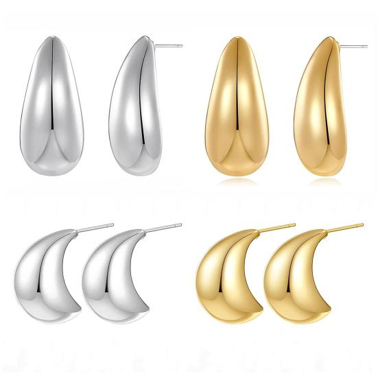 1 Pair Teardrop Earrings for Women, Small Water Drop Stud Earrings, Chunky Statement Jewelry for Wedding, Party, Prom, Daily