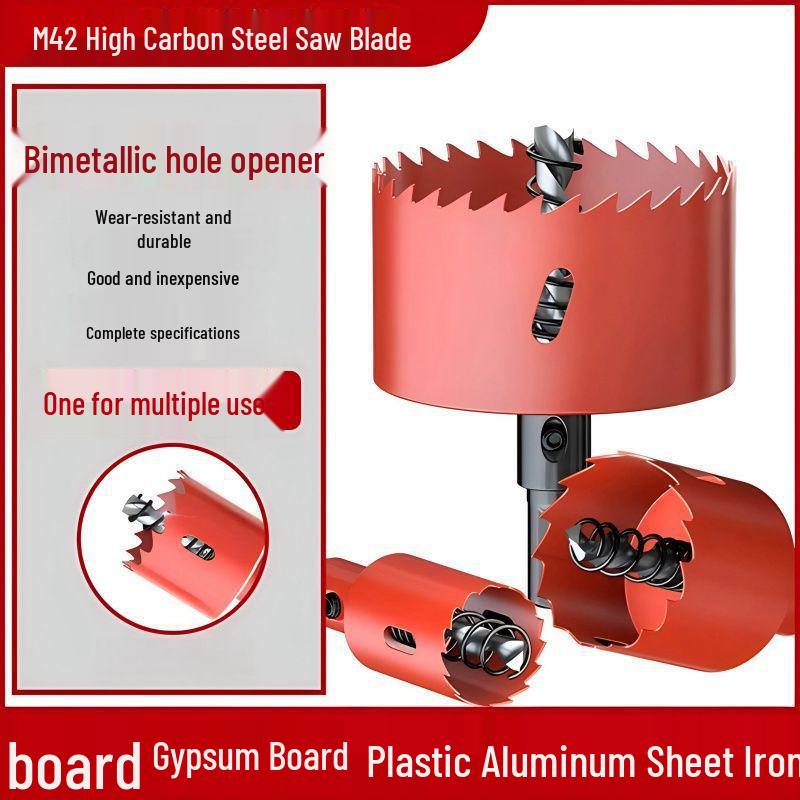 9-Piece Woodworking & Gypsum Board Hole Saw Set with Center Point Drill for Plastic Drilling