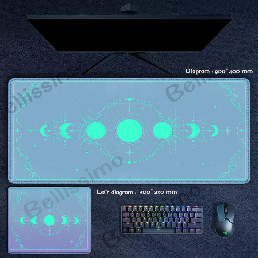 XXL Gradient Tarot Mouse Pad PC Large Gaming Mousepad Astrology Black White Mousemat Aesthetic Celestial Moon Phases Deskmat HD