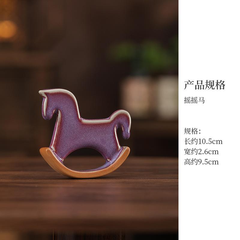 

Ceramic Rocking Horse Tea Pet Fun Desk Toy for Stress Relief Home Office Decor Cute Miniature Sculpture Gift