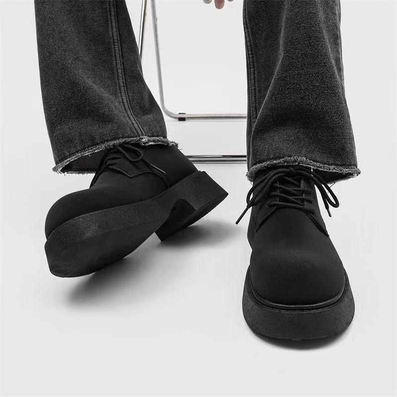 Black matt big head casual leather shoes JK Japanese derby shoes student versatile trend thick heel heightened platform men's shoes