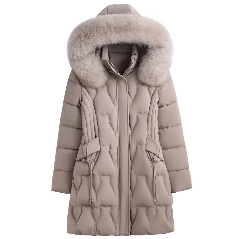Middle Age Woman Winter Coats Hooded Faux Fur Collar Casual Thick Warm Long Parkas Women's Jackets