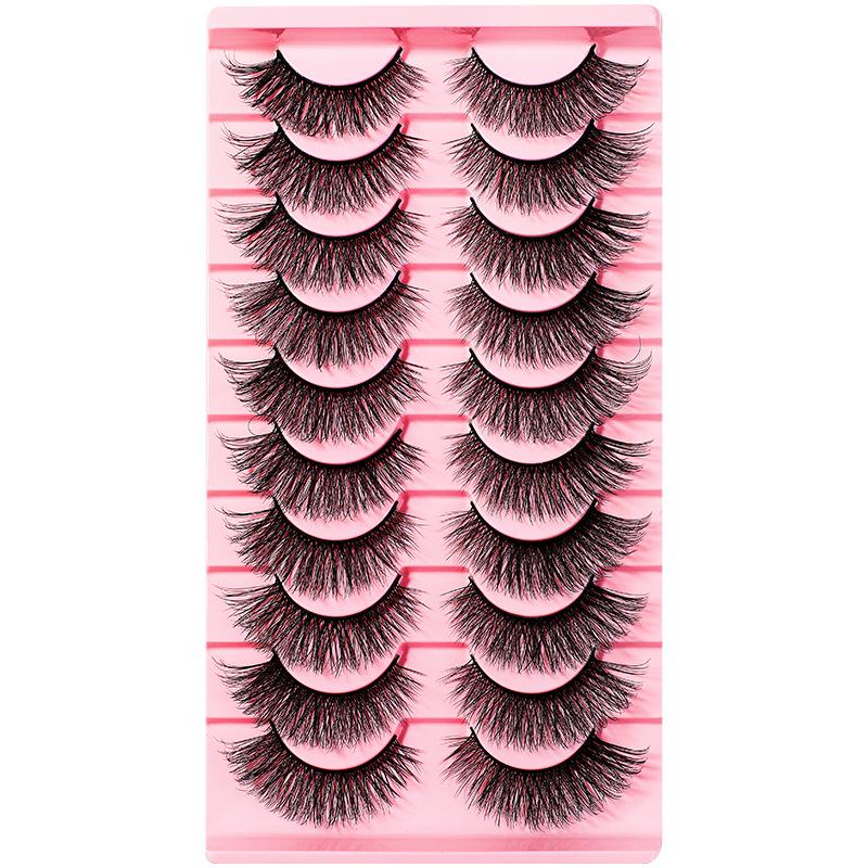 

10 пар 3D ресниц из синтетического волокна, натуральные, завитые, С-завиток 10 pairs 3D 104 чёрный