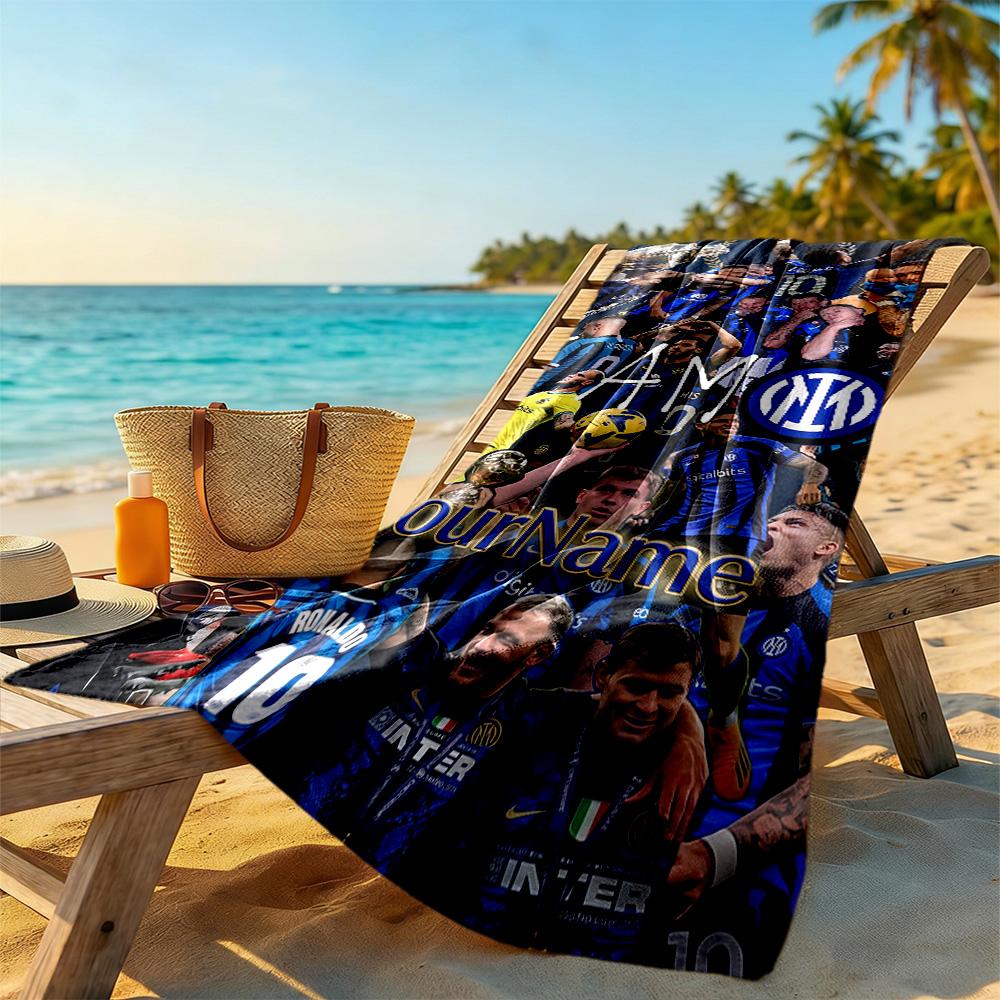 Inter Milan Personalized Name Beach Towel Quick-Dry Soft Microfiber Portable for SwimmingBeachCamping Travel Beach AccessoriesGym