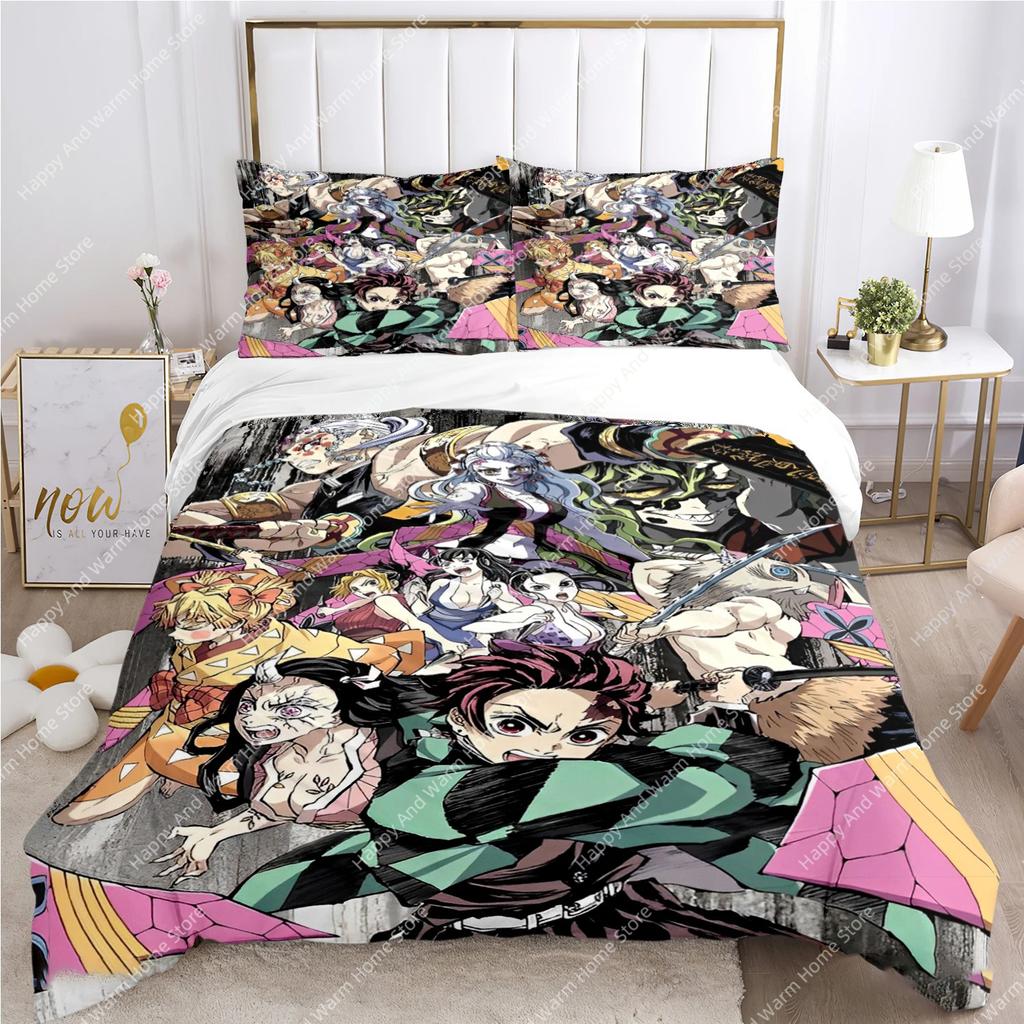 Carton D-Demon-Sla Anime Al Season Soft Duvet Cover Comforter Beding Set Soft Comfortable Quilt Cover Plus Pilowcases Single/Double/Quen/King