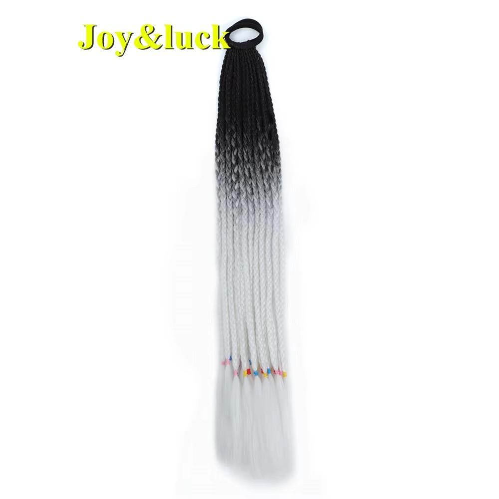 24 Zoll Ombre Yaki Straight Synthetische Haarverlängerungen Mädchen Farbe Geflochten Zopf Gummiband Box Braid