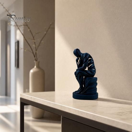 Matte Finish Sculpture Abstract Thinker Ornament, 3D Printed White Sculpture, Study Room Ornament Living for Desktop Bookshelf Decoration Contemporary
