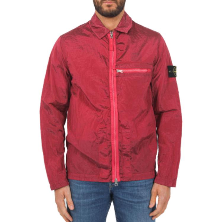Stone Island Solid Color Logo Patch Long Sleeve Stand Collar Zip Jacket Men jackets Red 781541920-V0087
