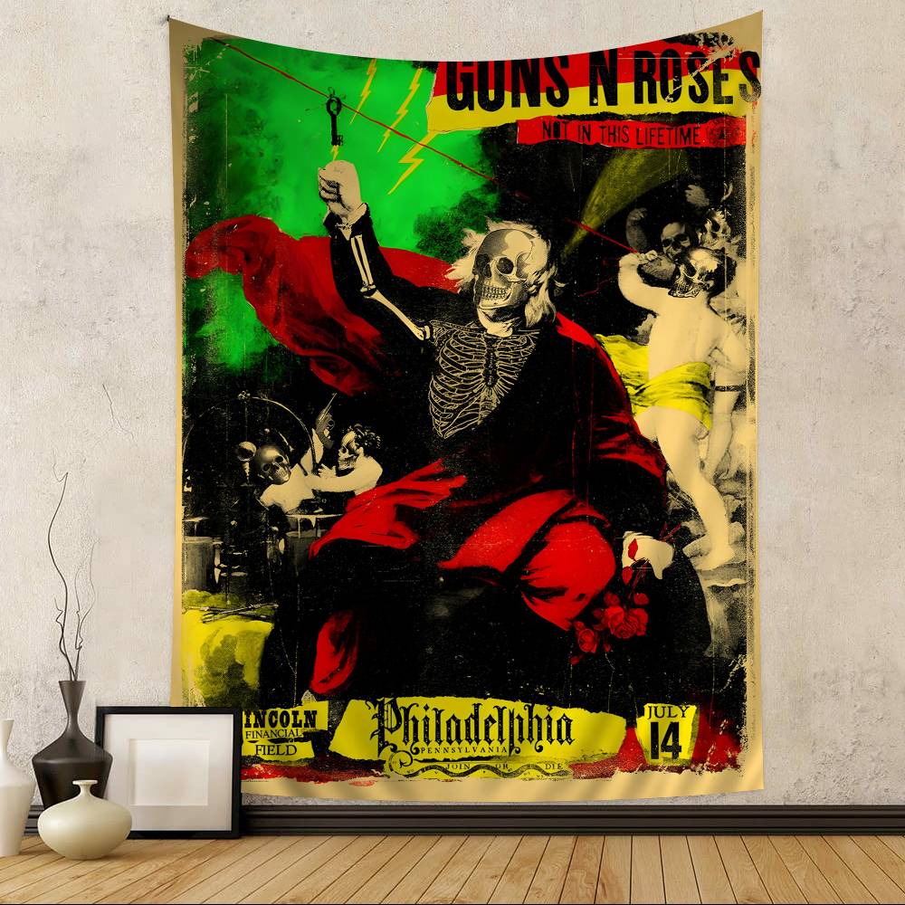 Rock Band GGuns NN RRoses Cartoon Tapestry Art Science Fiction Room Home Decor Wall Hanging Sheets