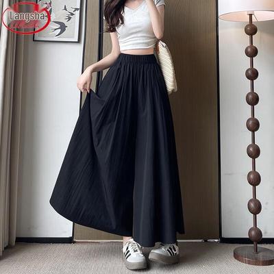 Women's Japanese Style High-Waist Wide-Leg Skirt Pants