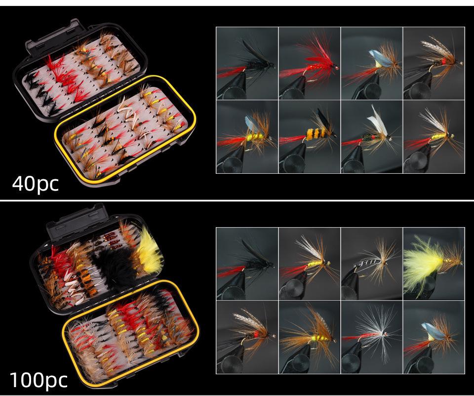 120-Piece Bionic Fly Fishing Hooks & Lure Baits Set - Various Styles