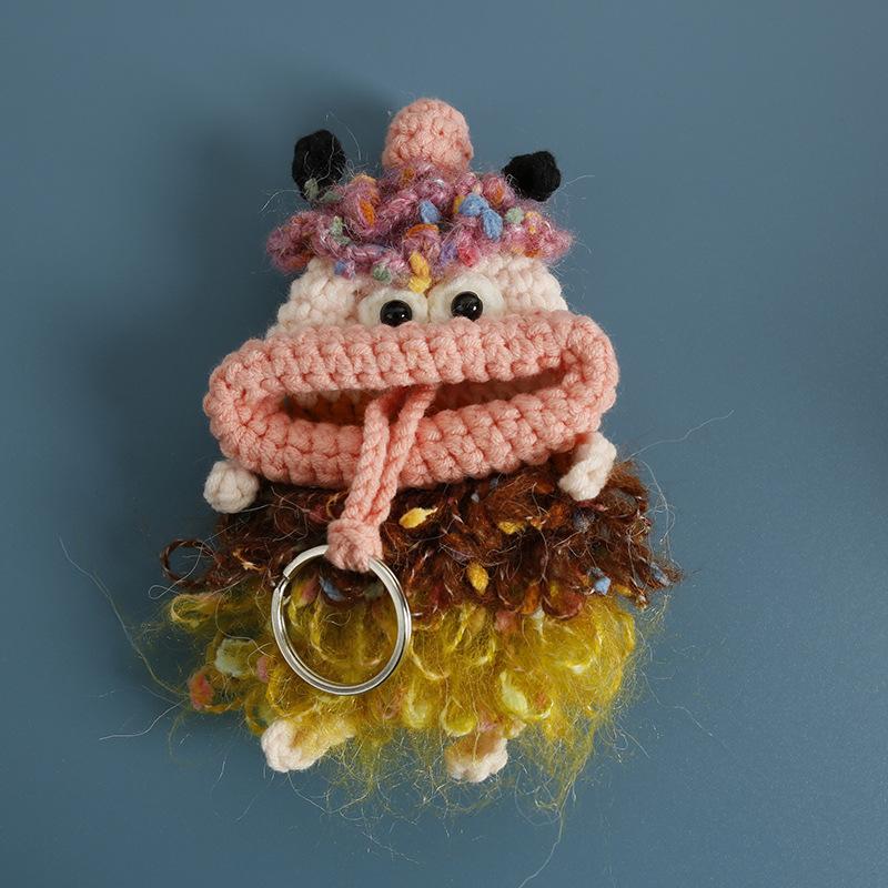 Lustige Häkel-Schlüsselanhänger Stricken Niedliche Wurstmund-Puppe Schlüsselhalter Nützliche Gestrickte Aufbewahrungstasche Schlüsselanhänger Für Autoschlüssel Großhandel
