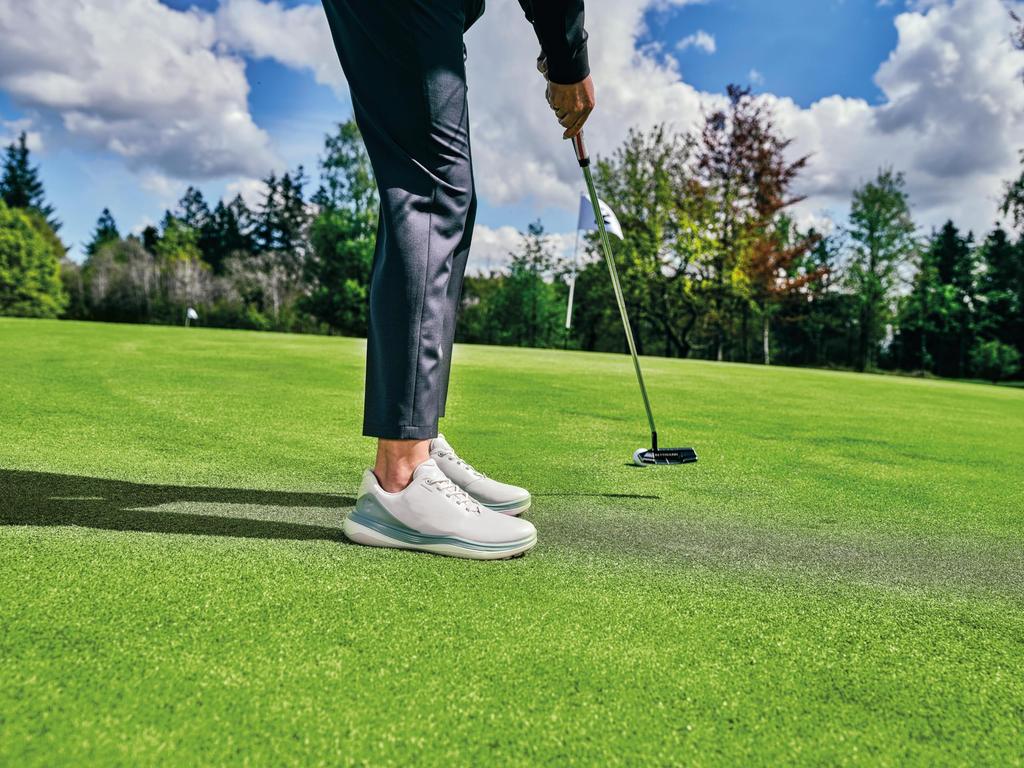 ECCO W GOLF LT1 Damen Hybrid Spikeless Golfschuhe, Echtes Leder, Wasserdicht, Weiß/Eisblume, Größe 24,5 cm, 3E