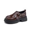 Grape mother spring new retro small leather shoes women's 2025 college style small thick-soled heightening loafers shallow mouth