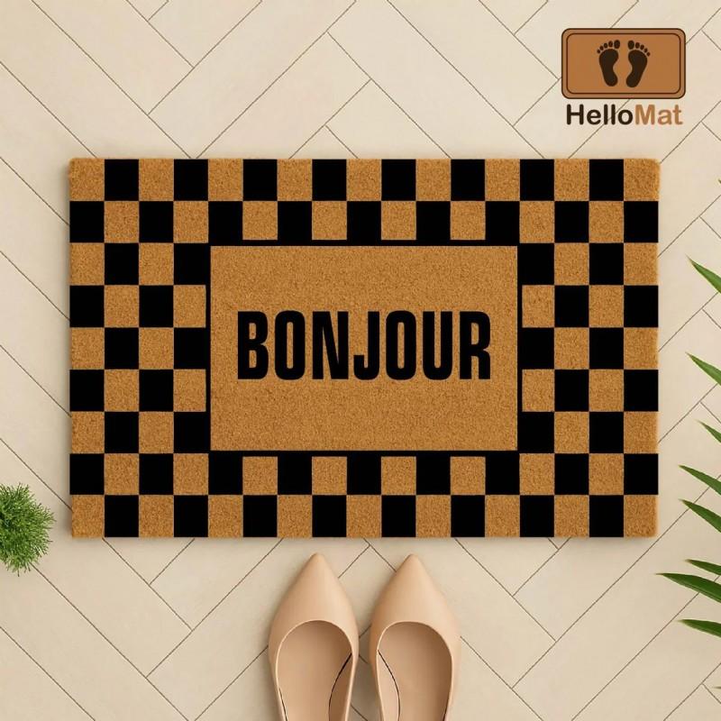 American Minimalist Letter Print Coir-Like Doormat Entryway Outdoor Non-Slip Dirt Trapper Mat