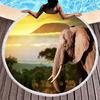 Wild Elephant Round Beach Towel,Microfiber Sand Resistant Beach Blanket,Soft Absorbent Quick Dry Portable Pool Towel Picnic Mat