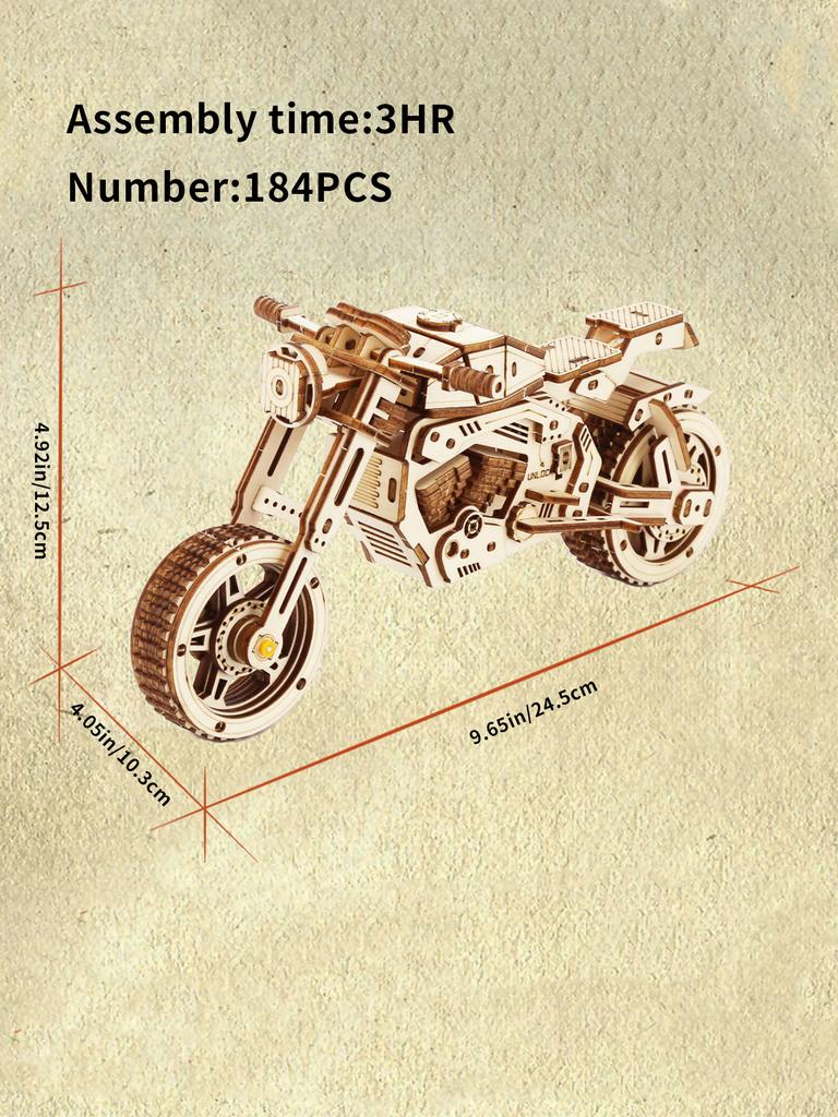 3D Wooden Puzzle Motorcycle Model Kits To Build Wooden Construction Handmade Craft Unique Gift Christmas